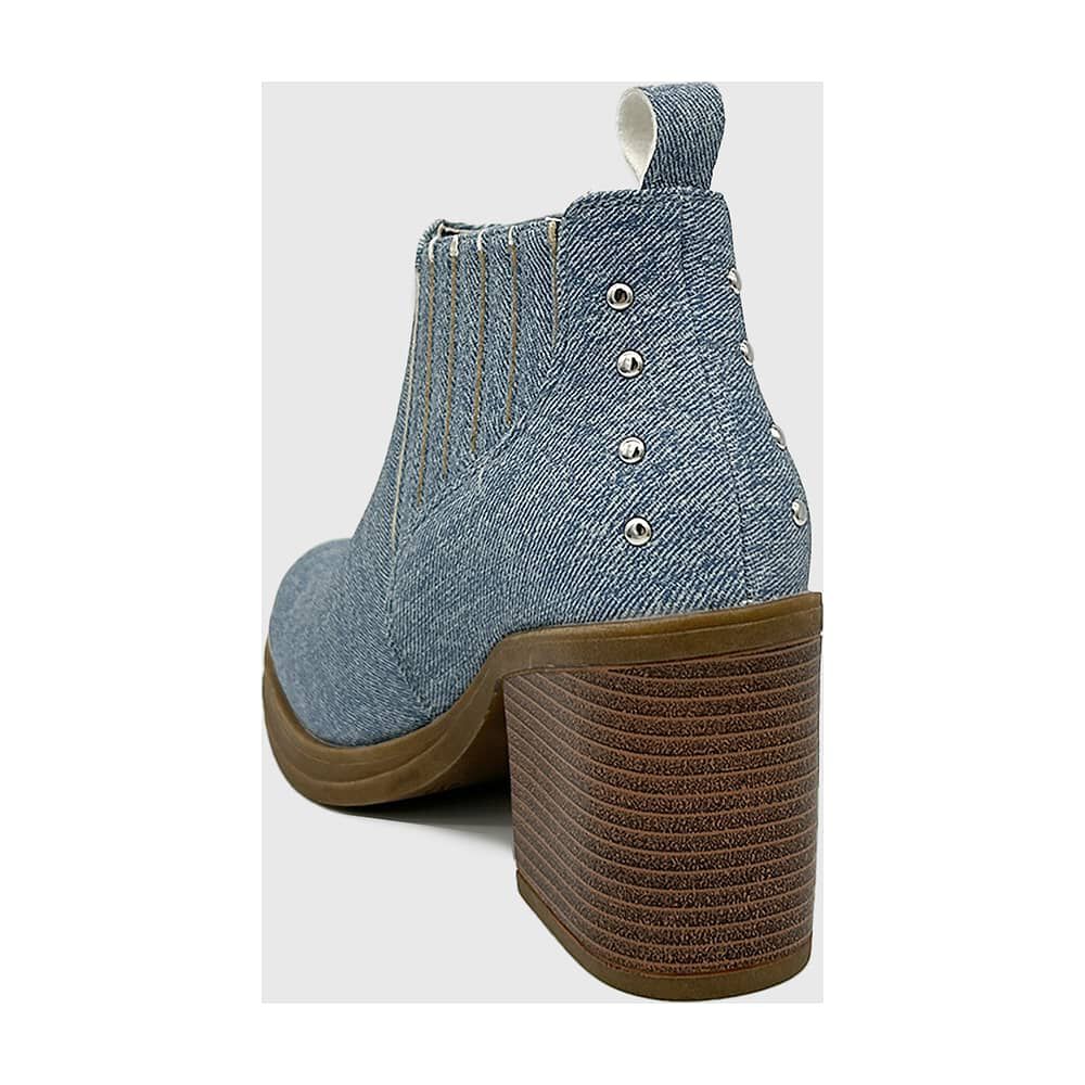 Botin Para Mujer Elasticado Con Taco Azul image number 2.0
