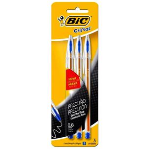 Pack X 4 Blister 3 Bolígrafos Cristal Fino / 3 Azul Bic