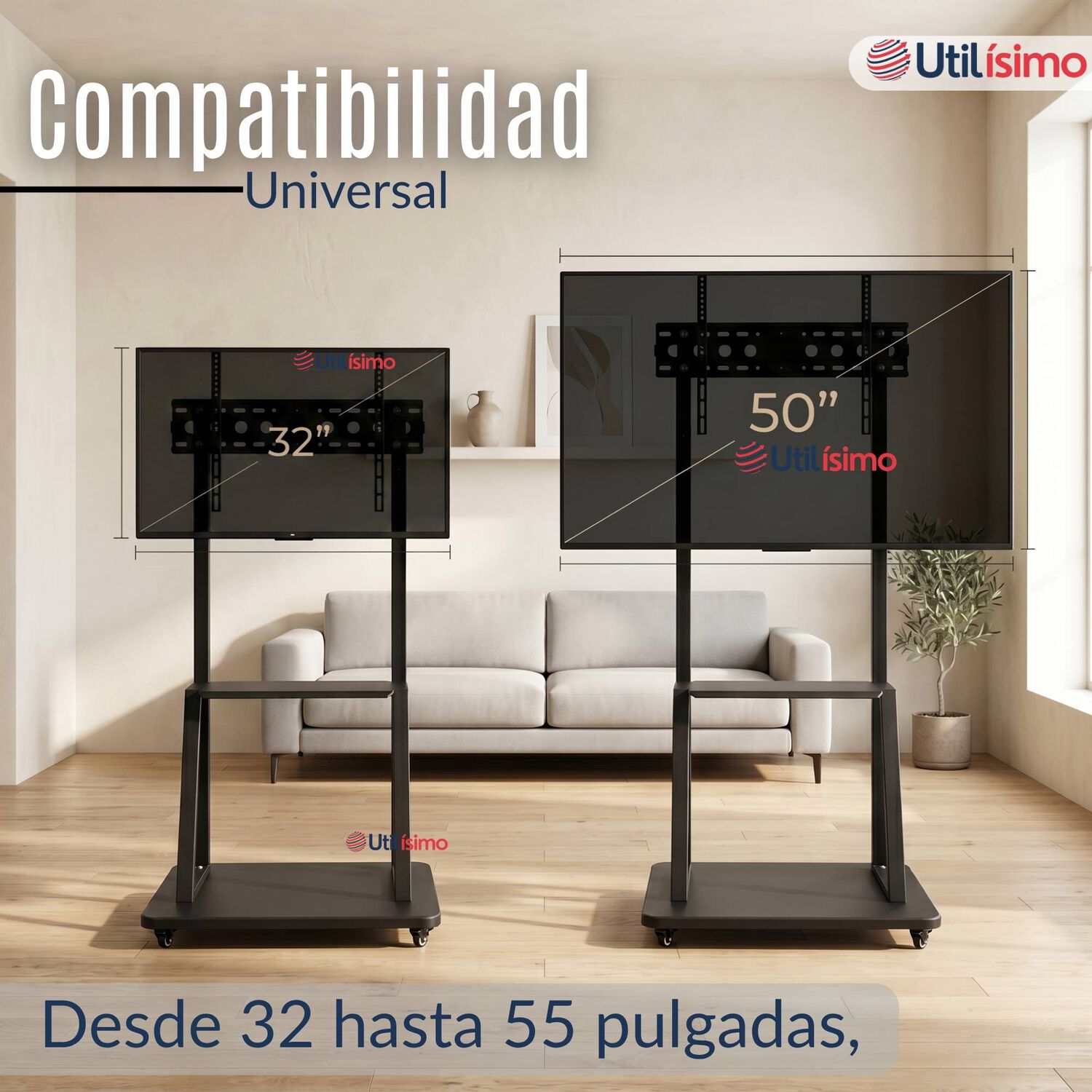 Soporte Base Tv M&oacute;vil Con Ruedas 32 A 55 Pulgadas 55kg Soporte Port&aacute;til 324042 43 49 50 55 image number 9.0