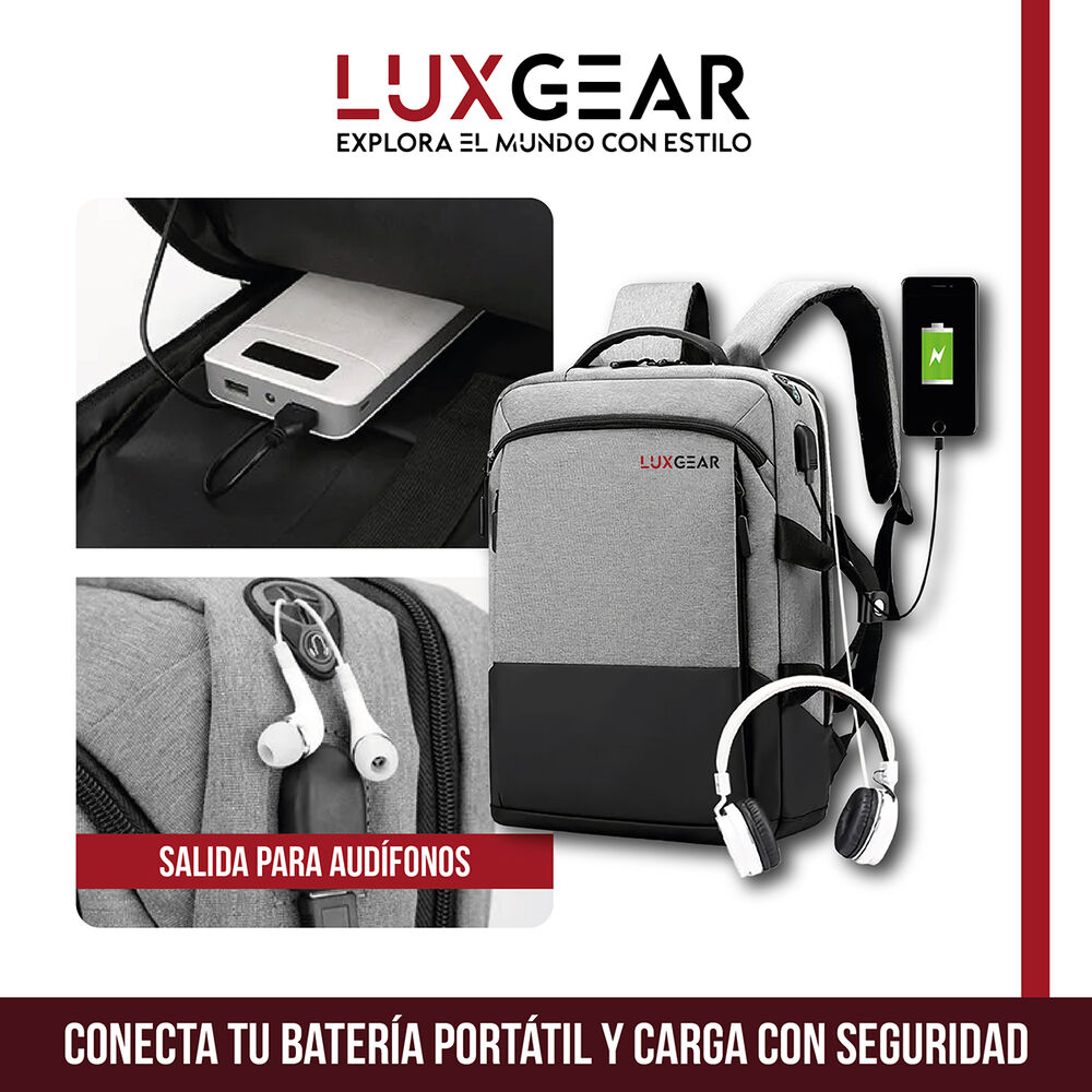 Mochila Notebook Oficina Luxgear Urbantech Impermeable - Gris image number 7.0