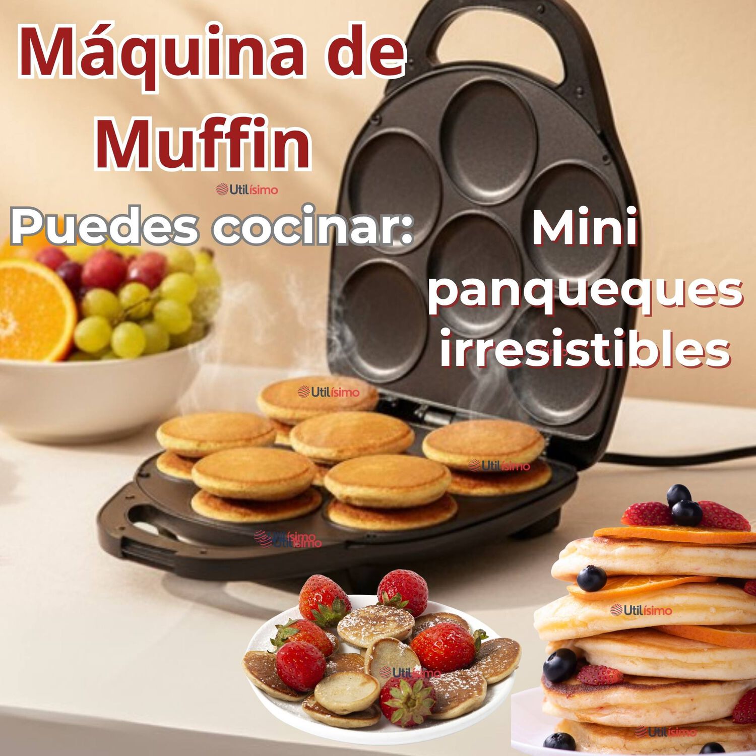 M&aacute;quina De Muffins Mini Panqueques Arepas Huevos Pasteles image number 8.0