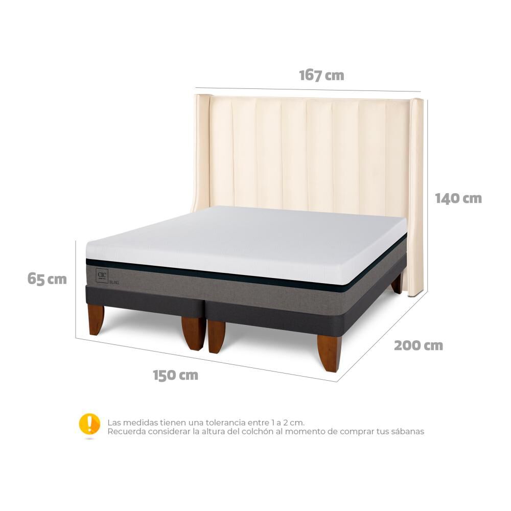 Cama Europea Cic Balance / 2 Plazas / Base Dividida + Respaldo image number 6.0