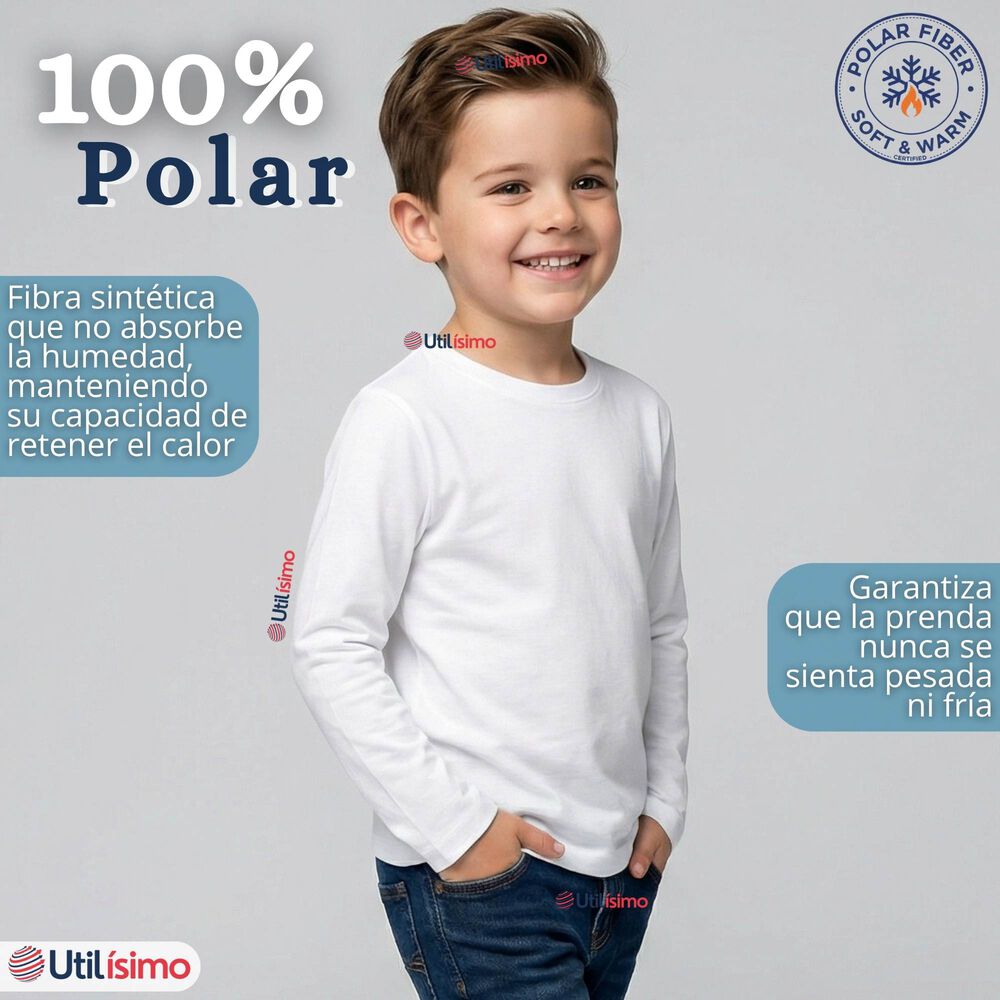 Polera Camiseta Polar Primera Capa Cuello Redondo Manga Larga Colores Surtido Ni&ntilde;o image number 3.0