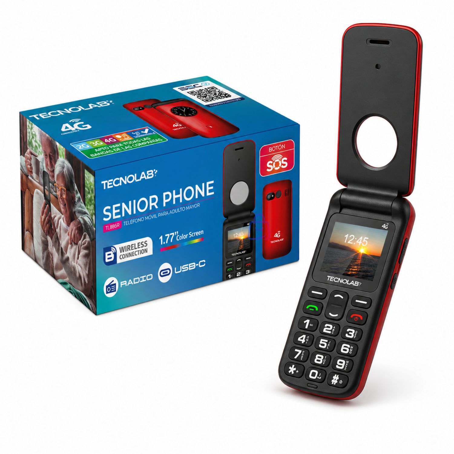 Celular Senior 4g Liberado Flip Sos Adulto Mayor Color - Ps image number 3.0