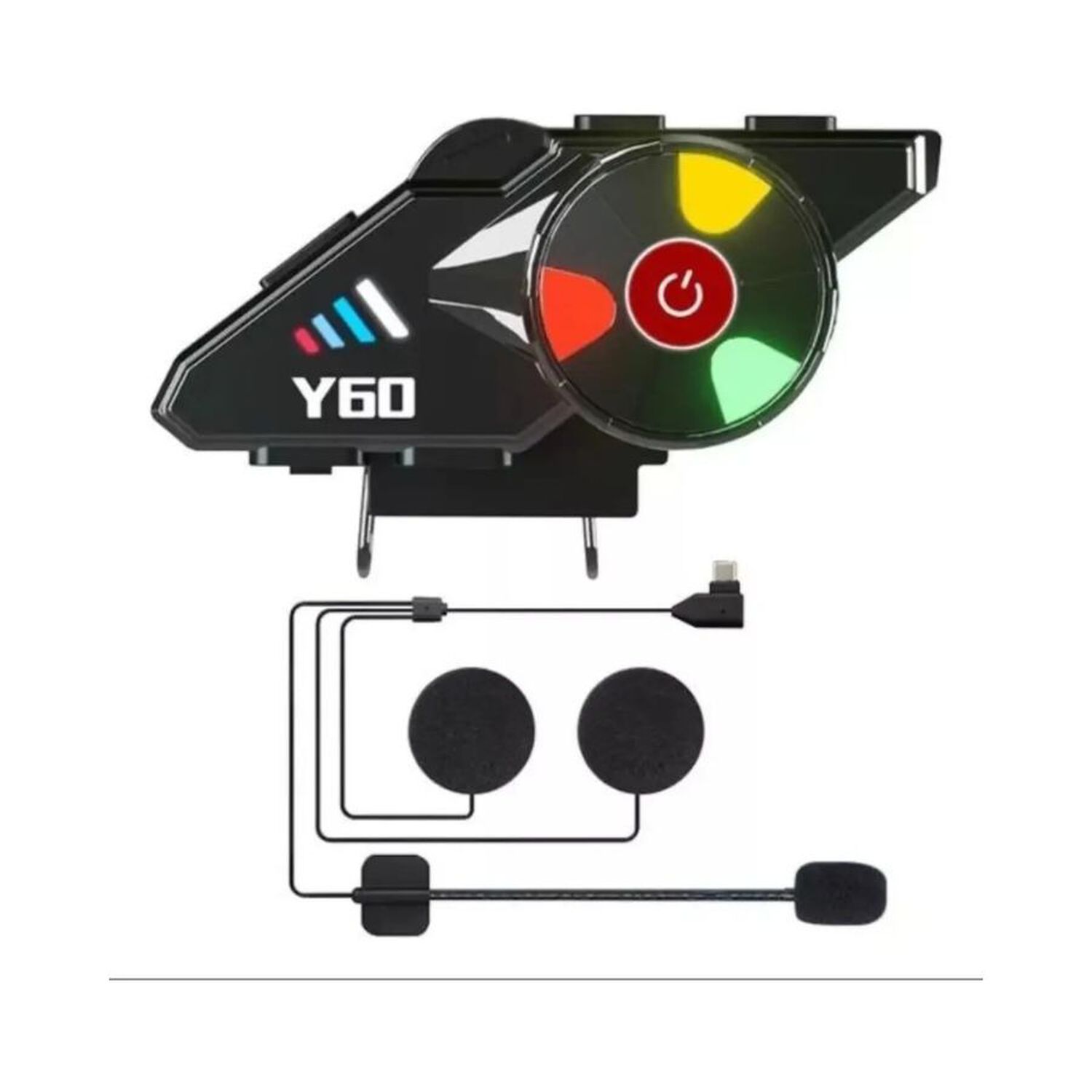 Intercomunicador Para Casco Moto Y60 Bluetooth Luces Rgb image number 4.0