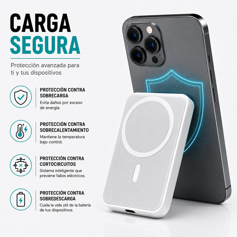 Powerbank Magsafe Potencia Inteligente Inalambrico Cargador Maxam image number 2.0