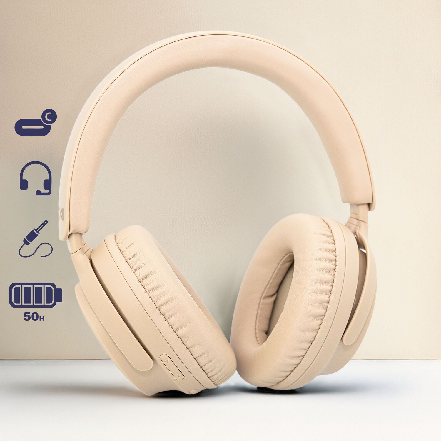 Audifonos Inal&aacute;mbrico Bluetooth Kdk Air Beige 50hrs image number 1.0