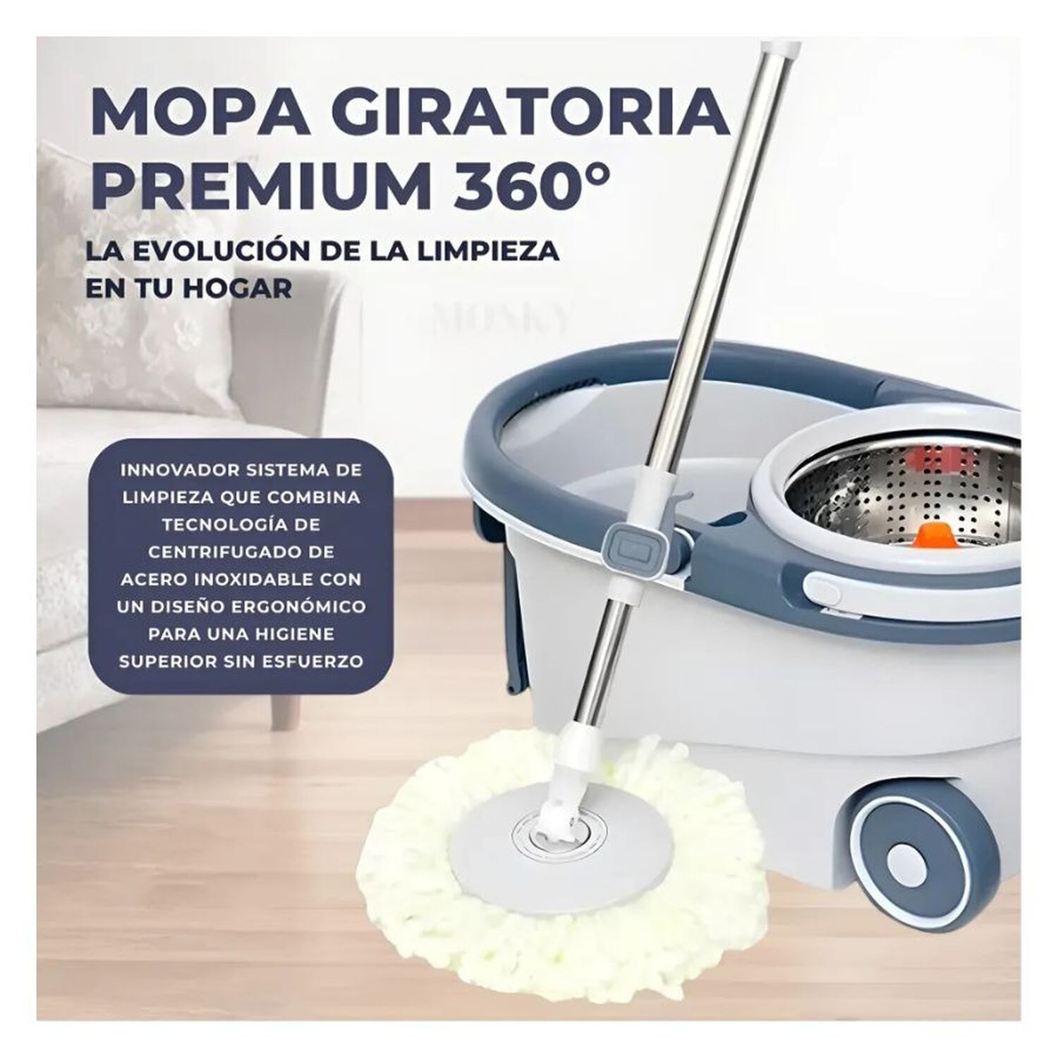 Mopa Giratoria 360 Con Balde Centrifugador Ruedas Maestro image number 2.0