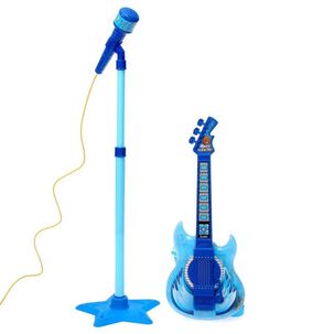 Juguete Guitarra Y Microfono Musical Karaoke Azul Infantil