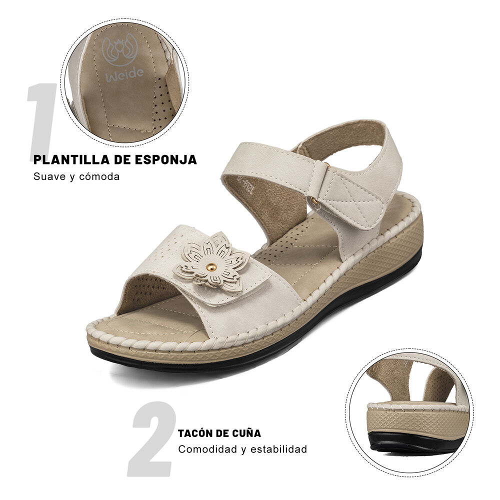 Sandalia Tacon Cuña Casual Soft Mujer Weide Js78 image number 7.0