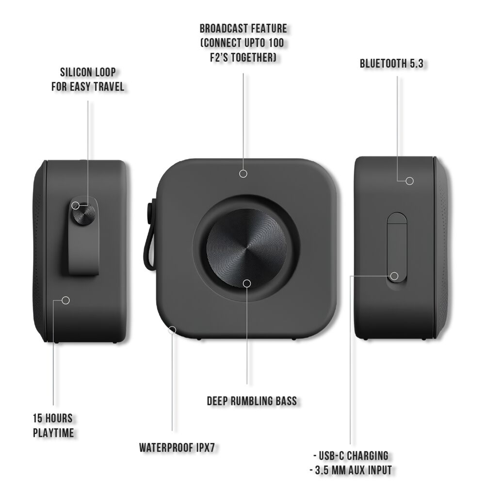 Parlante Portatil Sudio F2 Bt Black Water Resistant 20w Rms image number 5.0
