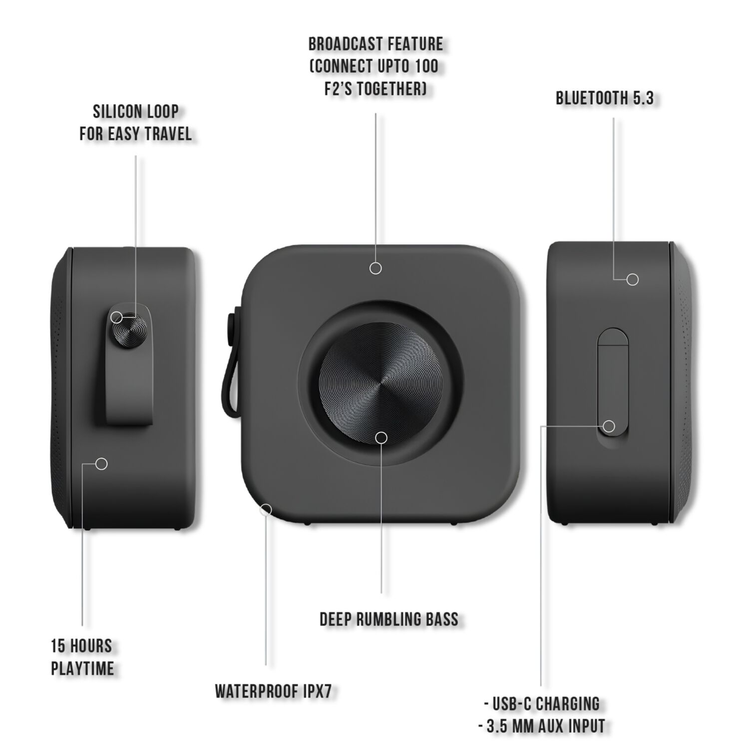 Parlante Portatil Sudio F2 Bt Black Water Resistant 20w Rms image number 5.0