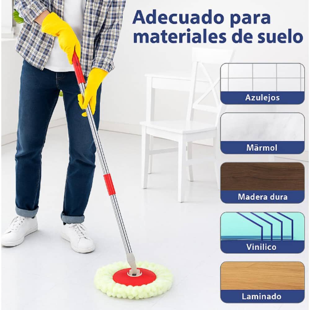 2 Mopas Giratoria 360&deg; Trapeador Canasto Met&aacute;lico Con Pa&ntilde;os image number 17.0