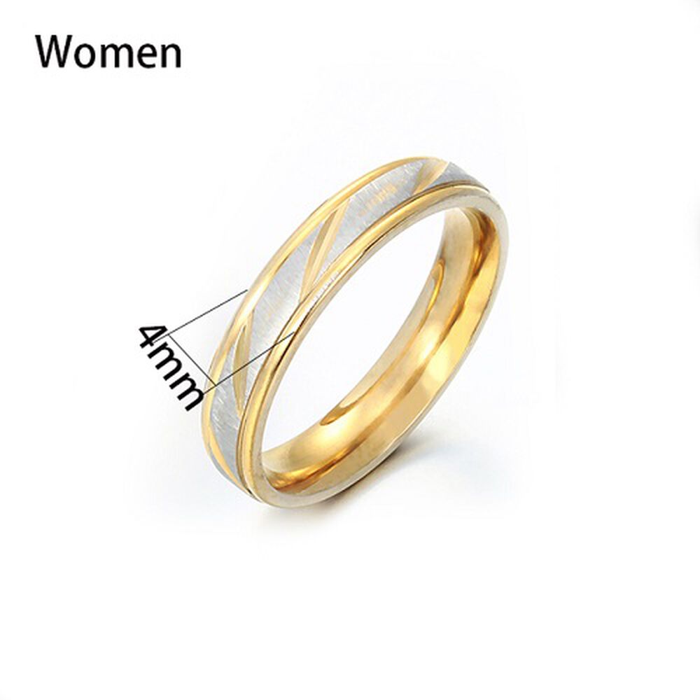 Anillos Compromiso Titanio Dorado Mate Con Zirconios Pulverizado Para Compromiso Dama Y Hombre image number 2.0
