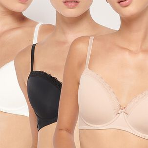 Pack Sostén Encaje Mujer Intime / B, Copa B / 3 Unidades