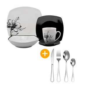 Juego De Vajilla Azhome Upsula / 30 Piezas + Cubiertos De Mesa Azhome Silver / 24 Piezas