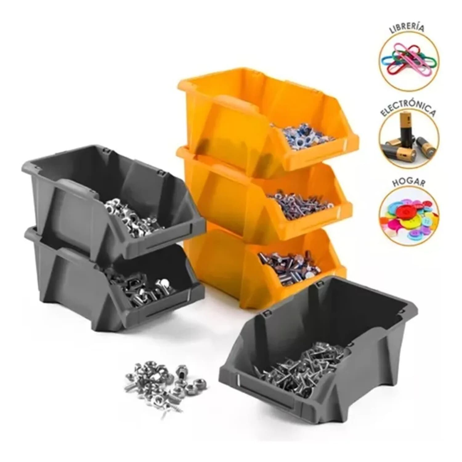 Set X 6 Organizadores Apilable #10 / Gris Oscuro Reyplast image number 1.0