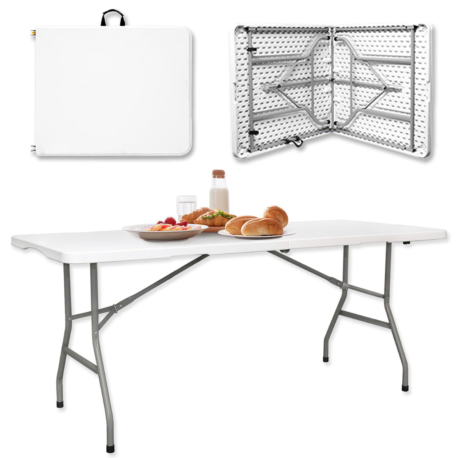 Mesa Plegable 180 Cm Maleta Camping Y Picnic Color Blanco image number 1.0