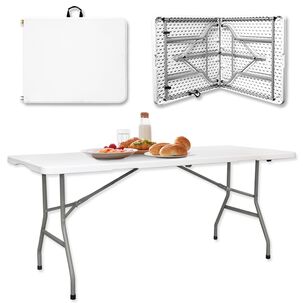 Mesa Plegable 180 Cm Maleta Camping Y Picnic Color Blanco