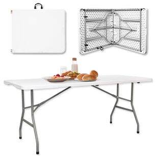 Mesa Plegable 180 Cm Maleta Camping Y Picnic Color Blanco