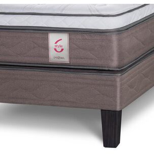Cama Europea Rosen New Style 6 / 2 Plazas / Base Dividida + Respaldo Issey Grafito