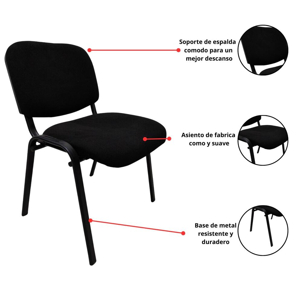 Silla De Visita Iso Confident Negra image number 2.0