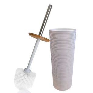 Cepillo De Ba&ntilde;o Con Tapa De Bamboo Blanco 41x92 Cm