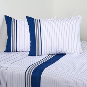 Juego De S&aacute;banas American Family Marino / King / 144 Hilos