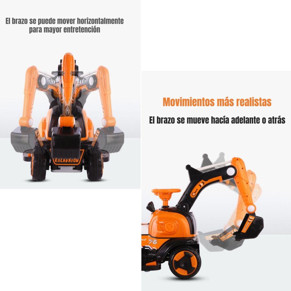 Excavadora El&eacute;ctrica Montable Luces M&uacute;sica Lubabycas Azul image number 6.0