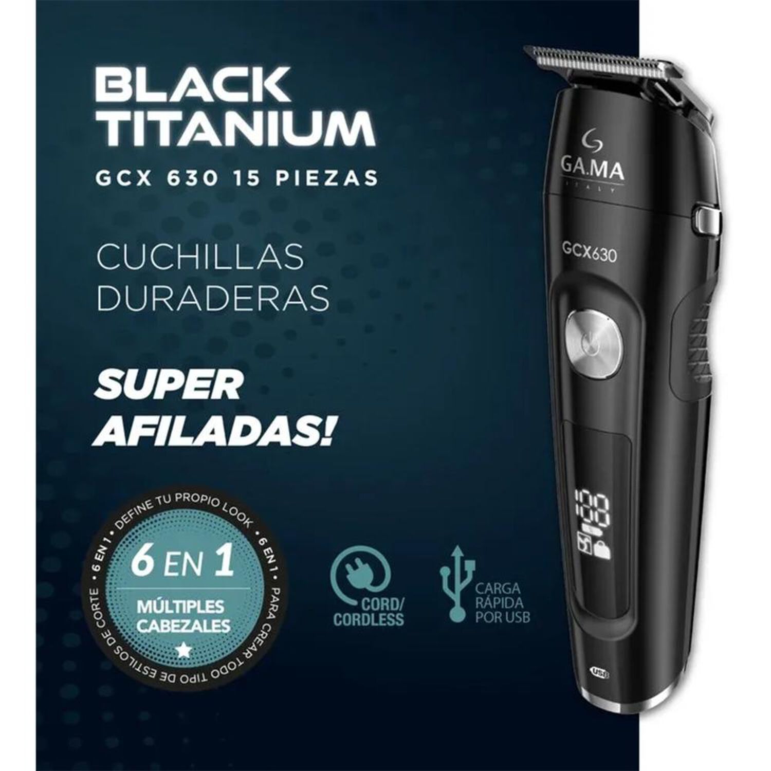 Corta Pelo Gama GCX 630 Black Titanium image number 3.0