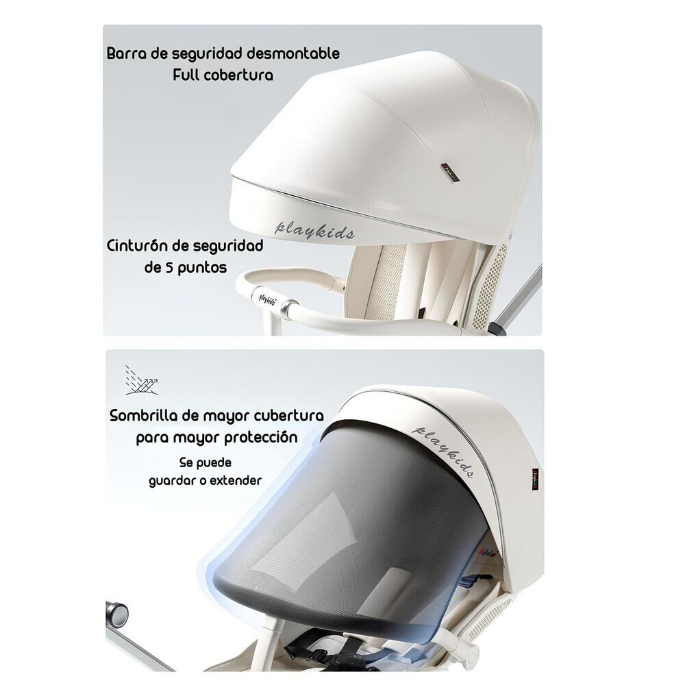 Coche De Paseo 360&deg; Reclinable Playkids Blanco Lubabycas image number 1.0