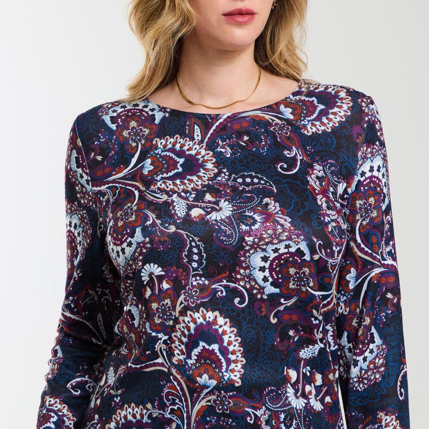 Sweater Full Print Manga Larga Cuello Redondo Mujer Geeps image number 4.0