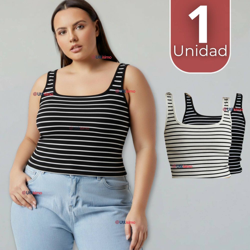 Camiseta Rayas 100% Algodón Básica Lisa Elástica Mujer Colores Surtidos image number 0.0