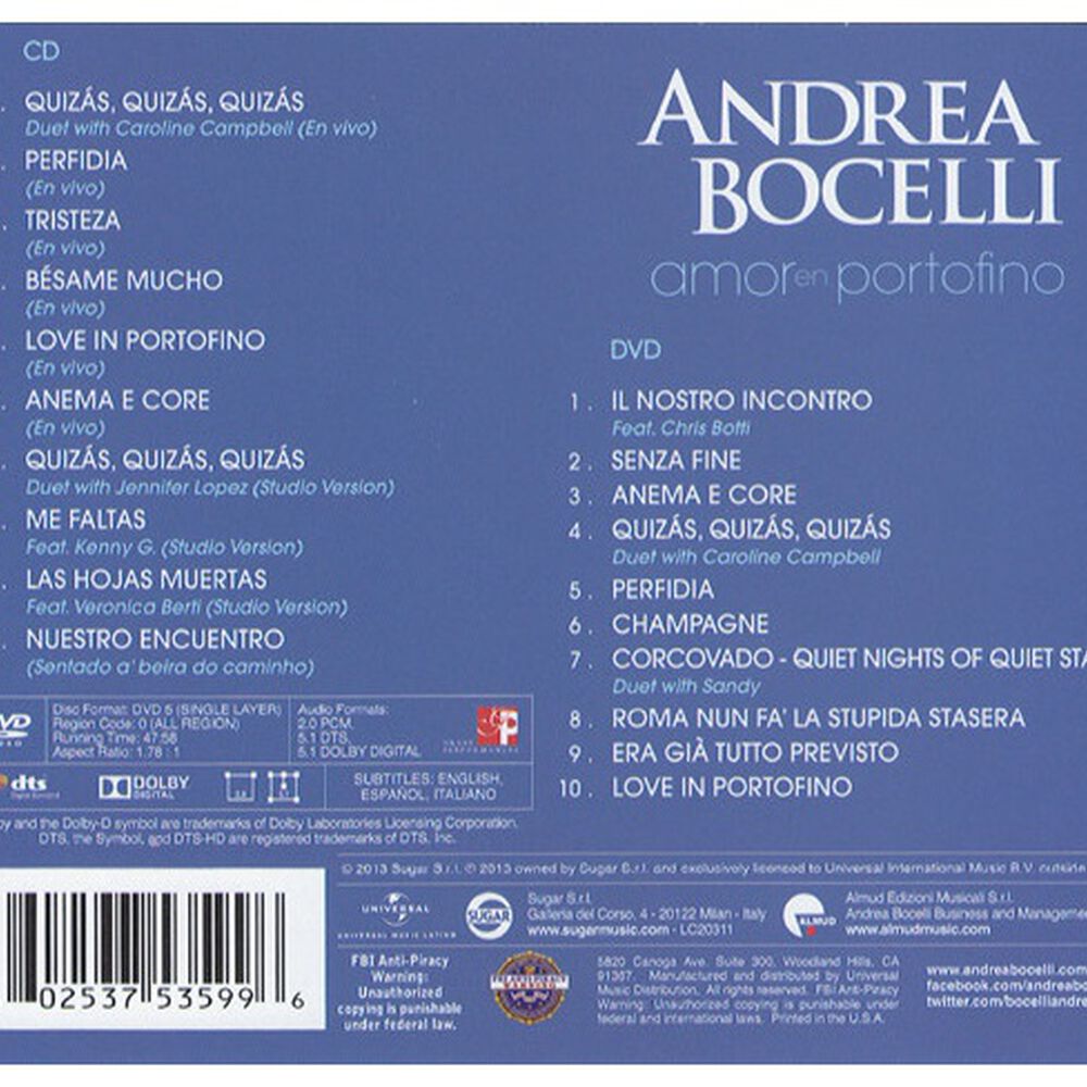 Andrea Bocelli - Love In Portofino (cd+dvd) | Cd image number 1.0