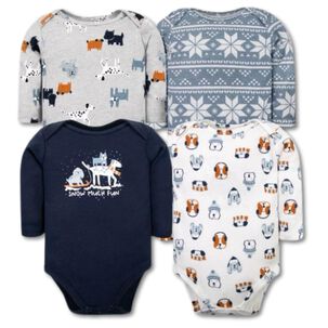 Pack 4 Bodys Ni&ntilde;o Manga Larga Tedmimak 100% Algod&oacute;n Little Adventurers
