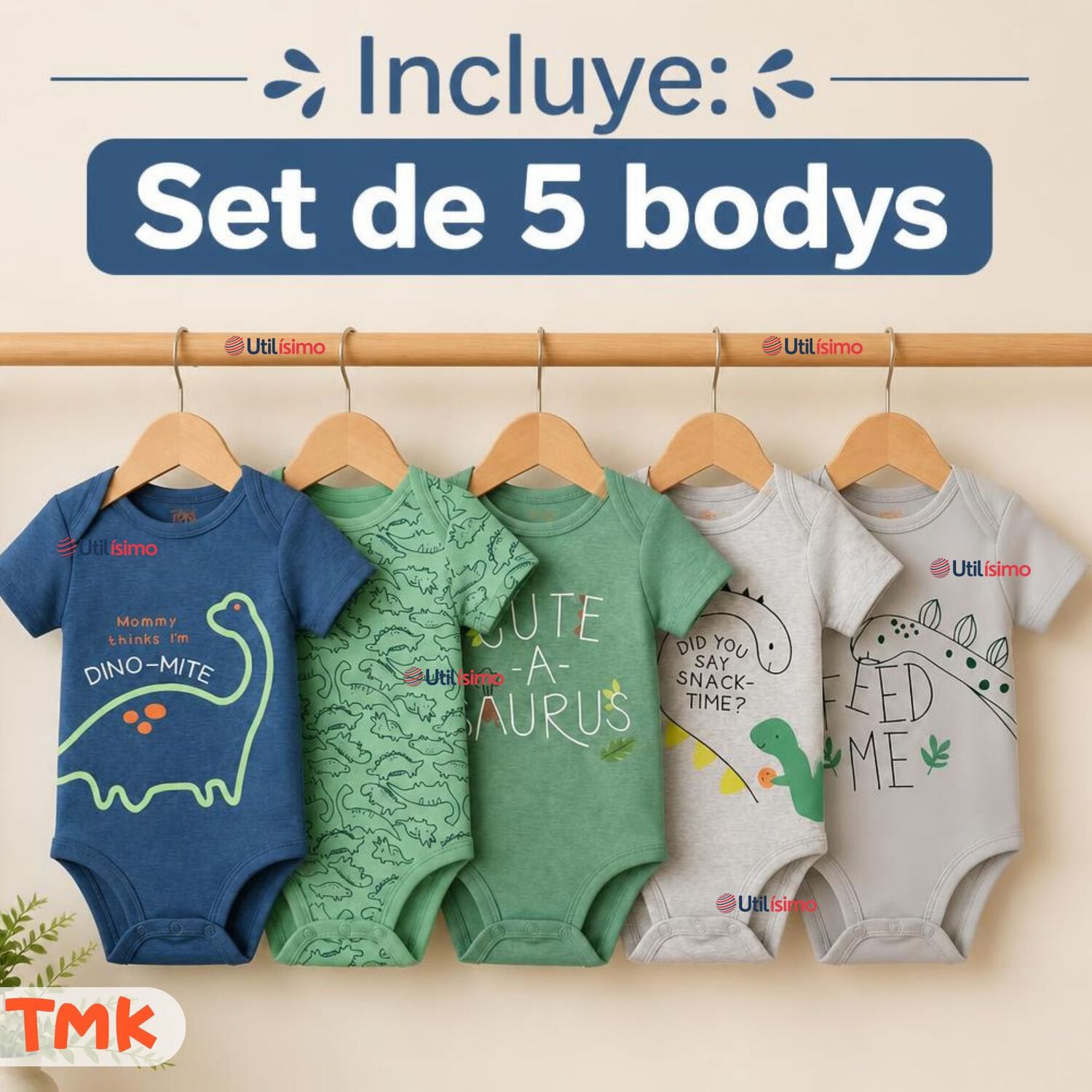 Pack 5 Bodys Manga Corta 100% Algod&oacute;n Tedmimak Ni&ntilde;o Little Adventurer image number 1.0