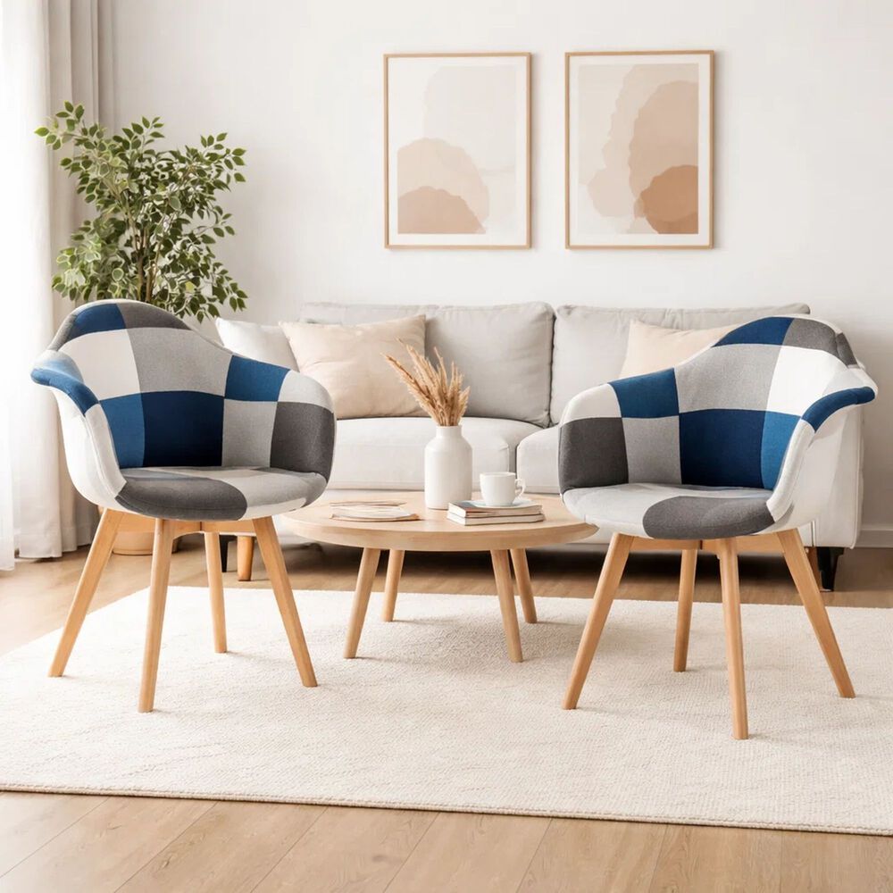 Pack De 2 Butaca Sitial Patchwork Acolchado Wood - Celeste image number 2.0