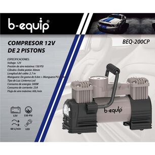 Compresor Aire Llanta Carro Moto Inflador Recargable 200p Color Negro 12v 2 Pistones