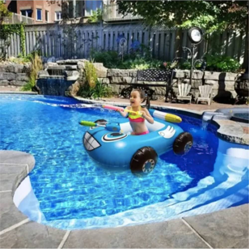 Flotador Autito Inflable Con Pistola Lanza Agua Azul image number 4.0