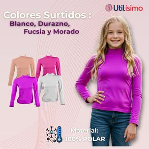 Pack 3 Camiseta Beatle Polar Juvenil Niña Primera Capa Colores Surtidos