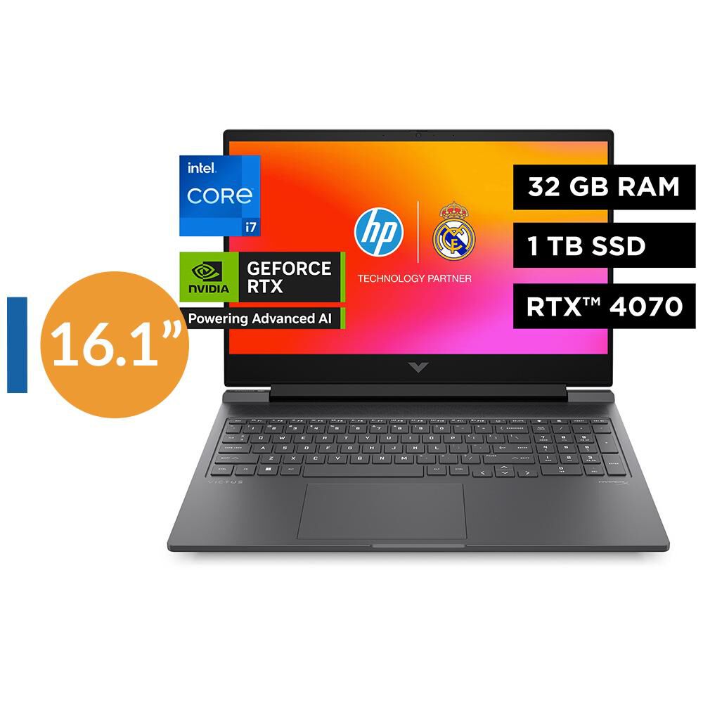 Notebook Gamer 16.1" HP Victus 16-R1016LA / Intel Core I7 / 32 GB RAM / Nvidia Geforce RTX 4070 / 1 TB SSD image number 0.0