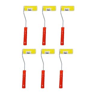 Set 6 Rodillos Esponja 4 Pulgadas Mango Plastico Pintar