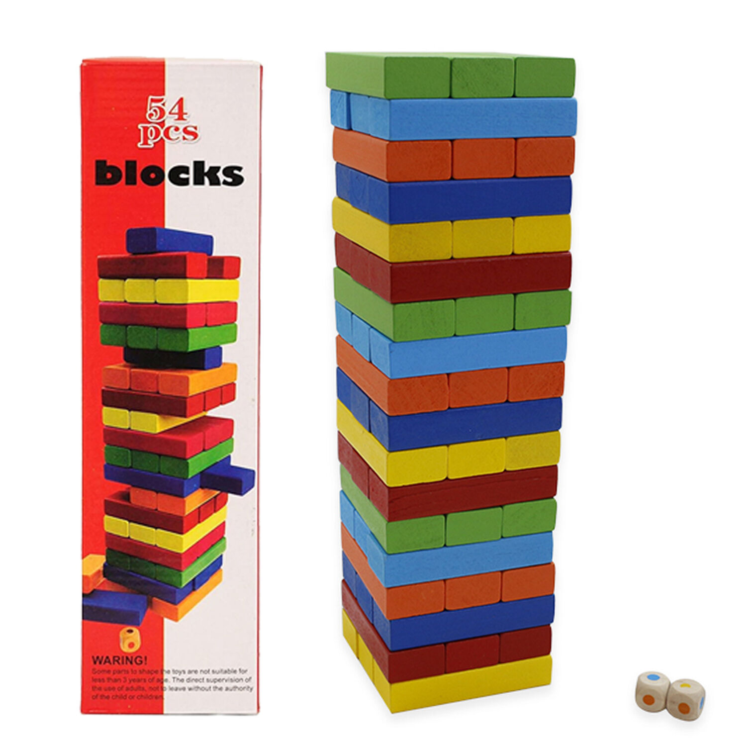 Juego Yenga Colores Bloques Educativo Para Ni&ntilde;os 54 Piezas image number 1.0