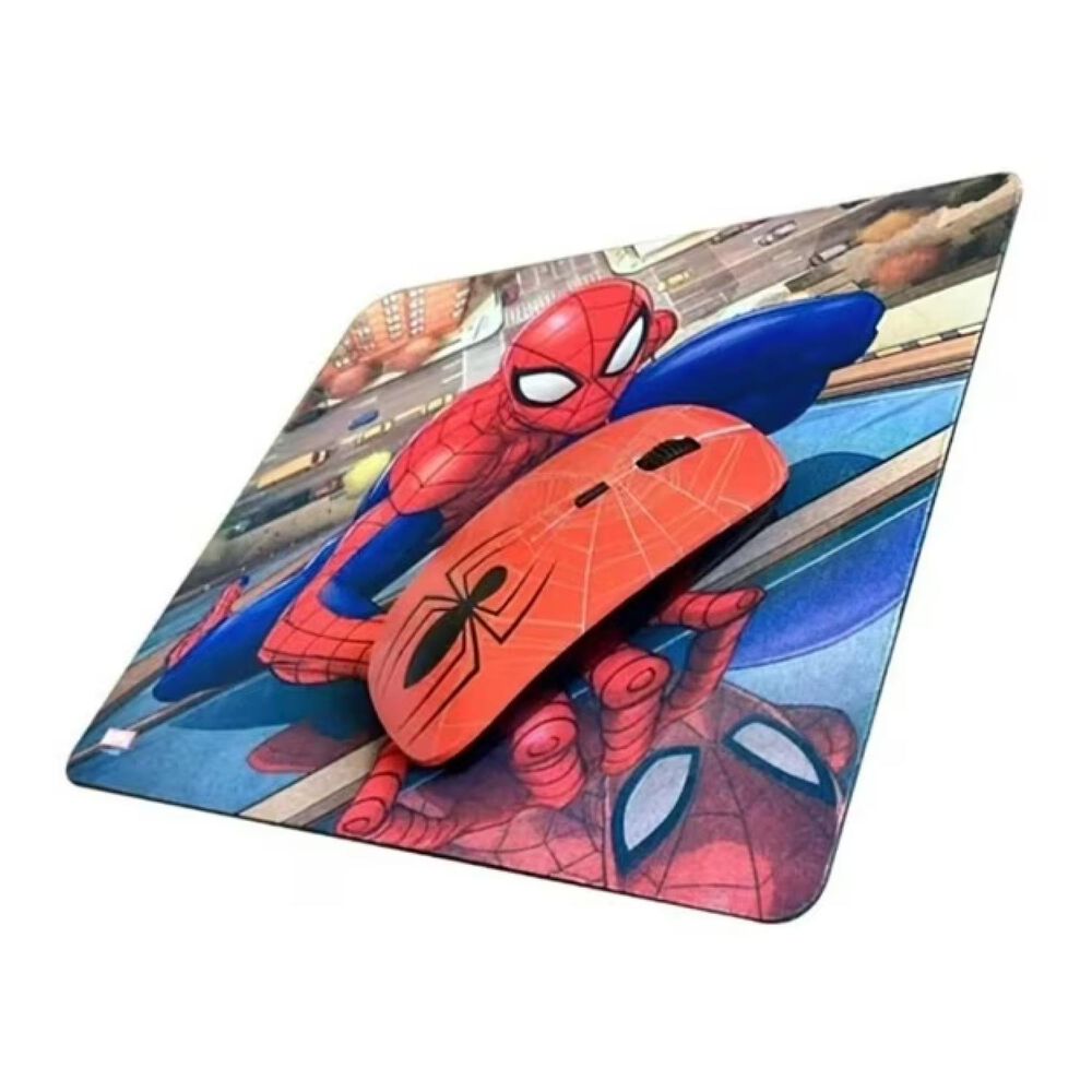 Kit Mouse Inalambrico Usb 3b Rojo Y Mousepad Spider Man image number 1.0