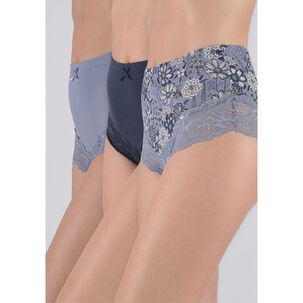 Pack 3x Pantaleta Algod&oacute;n P3145053-azu4 Kayser