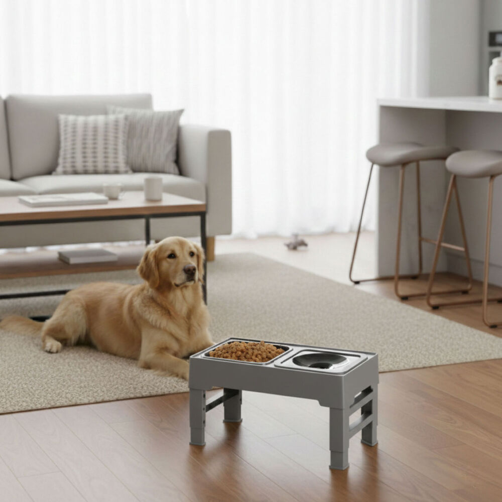 Plato Comedero Bebedero Antiderrame Ajustable Para Mascotas image number 1.0