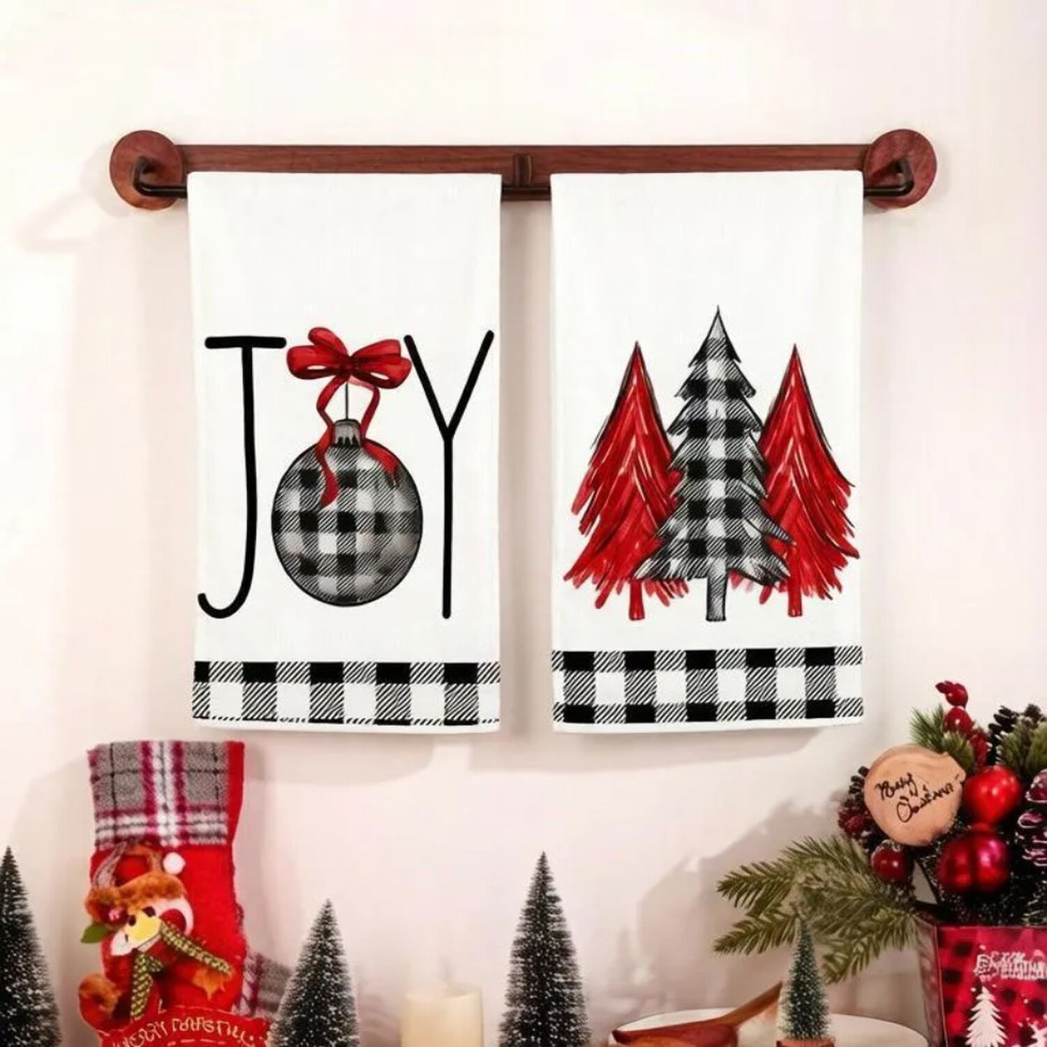Set 2 Pa&ntilde;os De Cocina Navide&ntilde;os 45 70 Cm Christmas Joy R image number 2.0