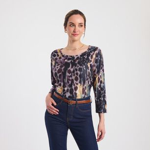 Polera Full Print Manga Larga Cuello Redondo Mujer Lesage