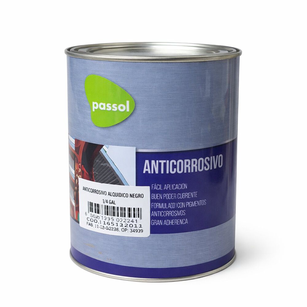 Anticorrosivo Alqu&iacute;dico Negro 1/4 Galon Passol image number 0.0