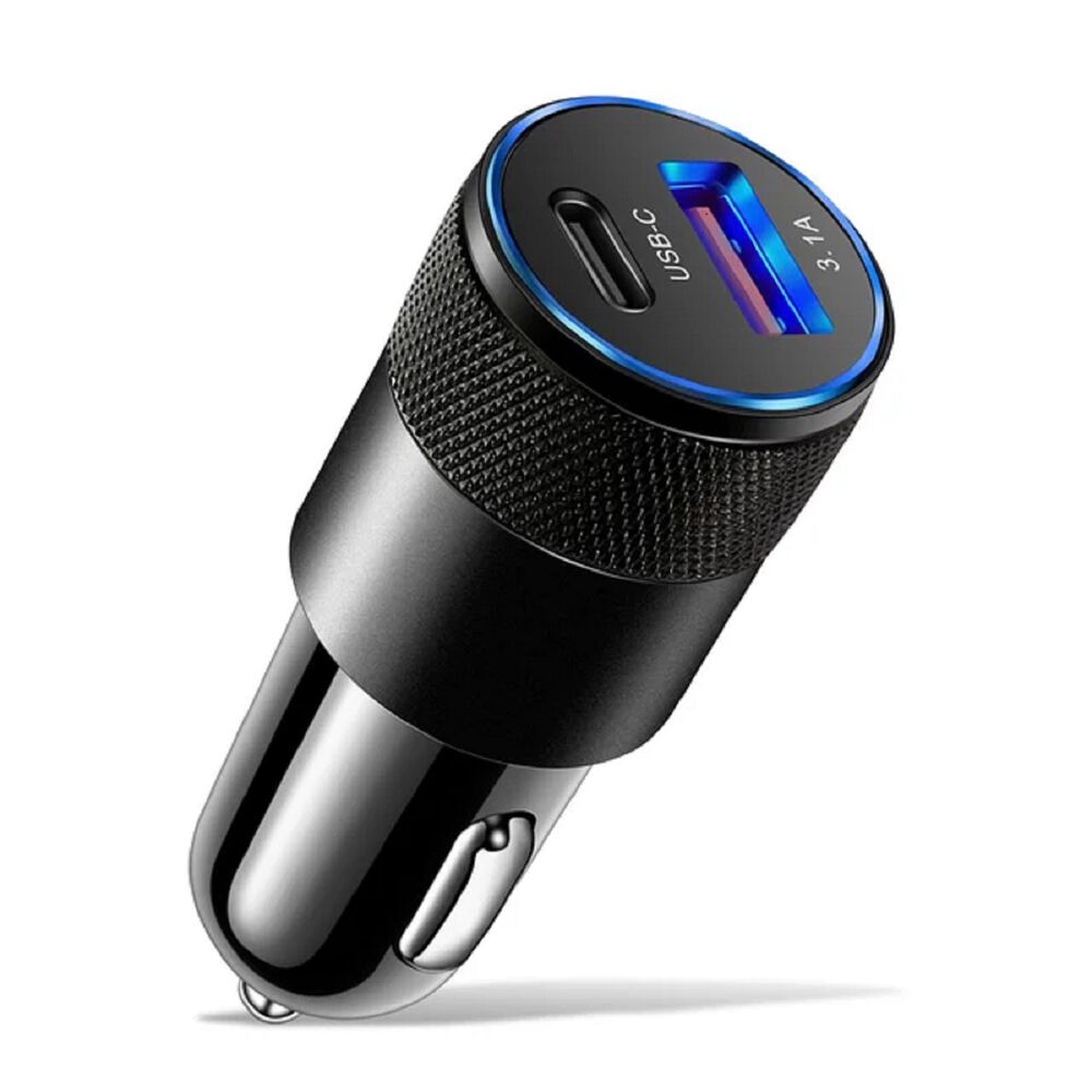 Cargador De Celular Auto Tipo C Carga Rapida Metal 3.1 Amp Y Usb 60w image number 0.0